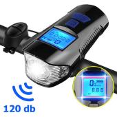 велофонарь с компьютером и сигналом xa-585-t6+2led, выносная кнопка, waterproof, li-ion аккумулятор, зу microusb, оптом, купить