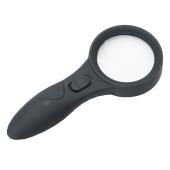 лупа ручная с led и uv-подсветкой, увеличение 4x, диаметр линзы 65 мм th-600559, оптом, купить