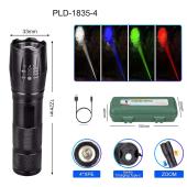 фонарь 1835-4xpewhite+red+green+blue), li-ion аккумулятор, зу type-c, zoom, box, оптом, купить
