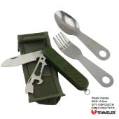 набор туристический нож, вилка, ложка traveler 10,5см k-601, оптом, купить