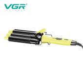 плойка тройная vgr v-595 yellow, 5 режимов работы, керамическое покрытие, led display, 100 вт, оптом, купить
