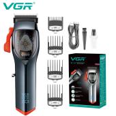аккумуляторная машинка для стрижки (clipper) vgr v-647, 4 насадки, led display, оптом, купить