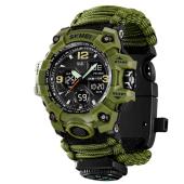 часы наручные 1155bag skmei paracord, army green, compass, термометр, свисток, кресало, оптом, купить
