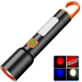 фонарь bl-636-3tg (white+red+blue)+cob(white+red), li-ion аккумулятор, зу type-c, zoom, box, оптом, купить