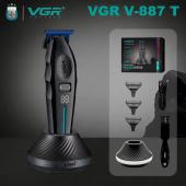 машинка (триммер) для стрижки волос vgr v-887t black, 3 насадки, 9000rpm, оптом, купить