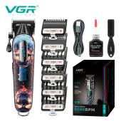 аккумуляторная машинка для стрижки (clipper) vgr v-279 red, 6 насадок, 9000 rpm, 2500 mah, led display, оптом, купить