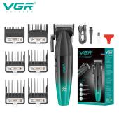 аккумуляторная машинка для стрижки (clipper) vgr v-003 green, 6 насадок, turbo режим 9000 rpm, керамическое лезвие, led display, оптом, купить