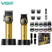 комплект vgr 2 в 1 v-001&v-977 gold, аккумуляторная машинка для стрижки (clipper) и триммер, оптом, купить