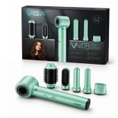 фен-стайлер vgr 6 в 1 v-478 green, 5 насадок, 3 скорости, 2 режима температуры, 1400w, оптом, купить