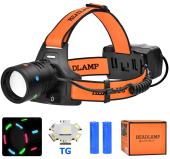 фонарь налобный night vision fluorescence bl-t210-tg, 2x18650, 1 режим, зу type-c, zoom, оптом, купить