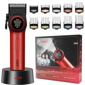 аккумуляторная машинка для стрижки (clipper) vgr v-001 red, 10 насадок, 9000 rpm, 4600 mah, led light, led display, оптом, купить