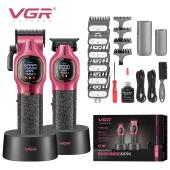 комплект vgr 2 в 1 v-886 s2 pink, аккумуляторная машинка для стрижки (clipper) и триммер, оптом, купить