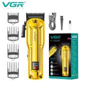 аккумуляторная машинка для стрижки (clipper) vgr v-138 gold, 4 насадки, 7000 rpm, 2500 mah, led display, оптом, купить