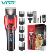 аккумуляторная машинка для стрижки животных vgr v-208 red, 6 насадок, led display, оптом, купить