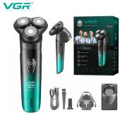 электробритва vgr v-391 green, роторная, ipx6, led display, выдвижной триммер, оптом, купить