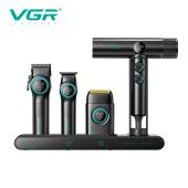 комплект vgr steplerss pro 4 in 1 black, машинка для стрижки (clipper), триммер, электробритва, фен, оптом, купить