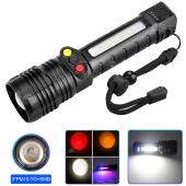 фонарь pld-h005-3pm10-tg(white+yellow+red)+14smd, li-ion аккум., индикация заряда, зу type-c, zoom, box, оптом, купить