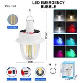 светодиодная led лампа с аккумулятором t38-cob+smd(rgb), 2x18650, солнечная батарея, крюк, зу type-c, оптом, купить