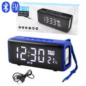 bluetooth-колонка tg174, speakerphone, радио, powerbank, часы, термометр, blue, оптом, купить