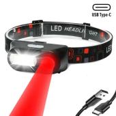 фонарь налобный 1804-led(red)+cob(white), 1x18650, зу type-c, оптом, купить