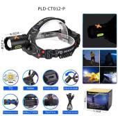 фонарь налобный night vision fluorescence ct012-p-tg, 2x18650, зу type-c, signal light, zoom, box, оптом, купить
