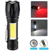 фонарь w601-xpe(red)+cob(white), li-ion аккум., зу type-c, zoom, box, оптом, купить