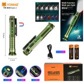 фонарь yemao ym-m46-xpg+11smd(white+red+blue+uv)+лазер(red), 1x14500/1xaa, зу type-c, магнит, открывалка, оптом, купить
