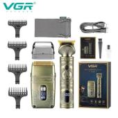Изображения для Чоловічий набір VGR V-649, машинка для стрижки + бритва шейвер, Professional, 4 насадки, LED display, IPX6