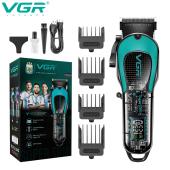 аккумуляторная машинка для стрижки (clipper) vgr v-692 green, 4 насадки, led display, оптом, купить
