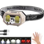 фонарь налобный sh-s31-xpe+cob(white+red), motion sensor, встроенный аккумулятор, зу type-c, box, оптом, купить