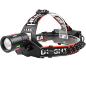 фонарь налобный night vision fluorescence 8083 1 режим white laser led pm10-tg+cob, 2x18650, зу type-c, zoom, оптом, купить