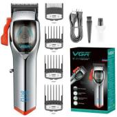 машинка (триммер) для стрижки волос vgr v-647, professional, 4 насадки, led display, оптом, купить