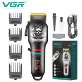 аккумуляторная машинка для стрижки (clipper) vgr v-699 black, 4 насадки, led display, оптом, купить