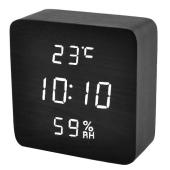 часы сетевые vst-872s-6 белые (корпус черный), температура, влажность, usb, оптом, купить