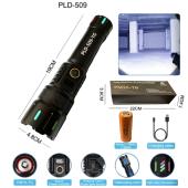 фонарь night vision fluorescence pld-509  white laser led pm10-tg, 1х26650, power bank, индикация заряда, зу type-c, zoom, box, оптом, купить