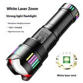 фонарь night vision fluorescence c203-1 white laser led gt-50w, 4x18650, power bank, зу type-c, zoom, оптом, купить