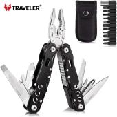мультитул traveler mq007d-8g 15 в 1 туристический, армейский, тактический, с чехлом 16,2см, оптом, купить