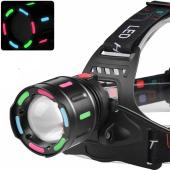 фонарь налобный night vision fluorescence sy-8087, 1 режим, pm10-tg, 2x18650, signal light, зу type-c, zoom, box, оптом, купить
