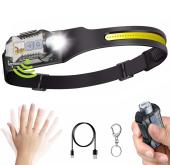 фонарь налобный t-018-lm+cob, li-ion аккумулятор, зу type-c, магнит, box, оптом, купить