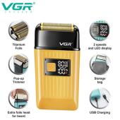 электробритва vgr v-357 gold шейвер для сухого и влажного бритья, waterproof ipx6, выдвижной триммер, led display, доп. лезвия, оптом, купить