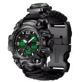 часы наручные 1155bkbk skmei paracord, black, compass, термометр, свисток, кресало, оптом, купить