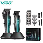 комплект vgr 2 в 1 v-270&v-992 green, машинка для стрижки и триммер, оптом, купить