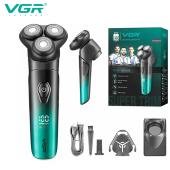 электробритва vgr v-391 green, роторная, ipx6, led display, выдвижной триммер, оптом, купить