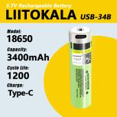 Изображения для Аккумулятор 18650, LiitoKala USB-34B, 3400mah, со встроенным USB портом для зарядки, защита, ОРИГИНАЛ