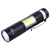 фонарь small sun r918-xpe+cob, зу microusb, встроенный аккумулятор, box, оптом, купить