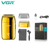 электробритва vgr v-399 шейвер gold, влагостойкая, дополнительная насадка, led display, металлическая, оптом, купить