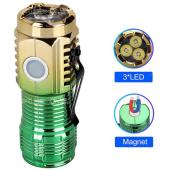 фонарь pld-hp01-3led, li-ion аккумулятор, индикация заряда, зу type-c, магнит, box, оптом, купить