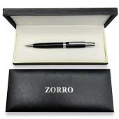 ручка шариковая zorro в подарочной коробке (черная с серебристыми вставками) 803, оптом, купить