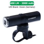 велофара мощная leadbike m03-osram 400lm, 2000mah,waterproof, children lock, li-ion аккум., зу type-c, оптом, купить