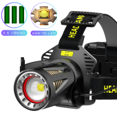 фонарь налобный h610-white laser led pm50-tg, motion sensor, 3x18650, power bank, зу type-c, zoom, оптом, купить